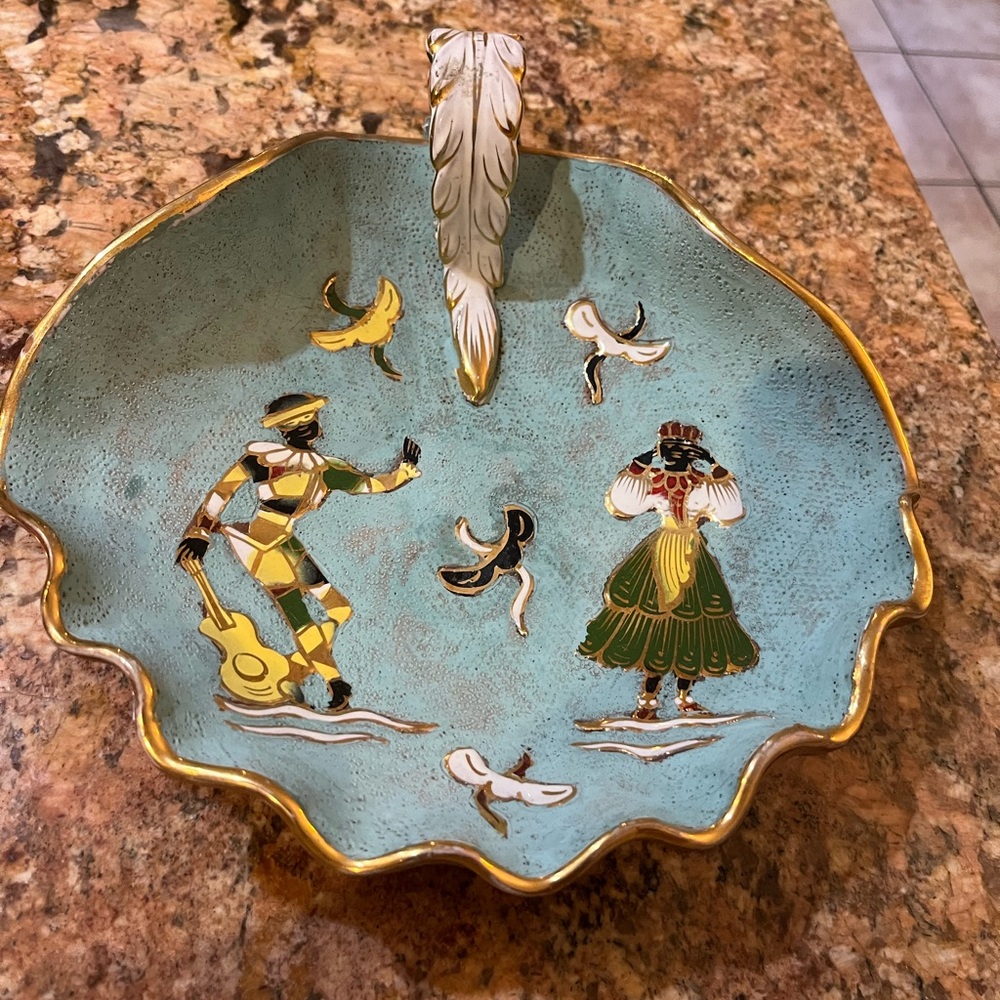 Decorative Ceramic Wall Hanging with Harlequin Design